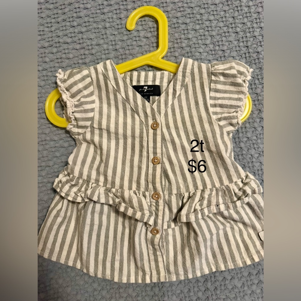 7 For All Mankind Gray and White Striped Dress